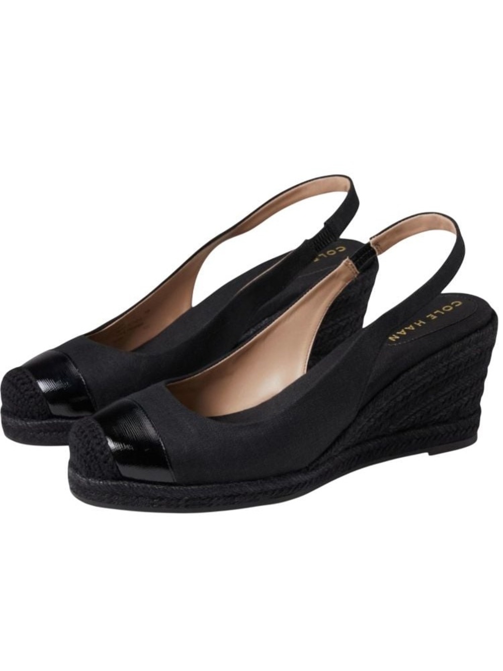 Cole Haan leather/Fabric wedge sandals size 7.5
